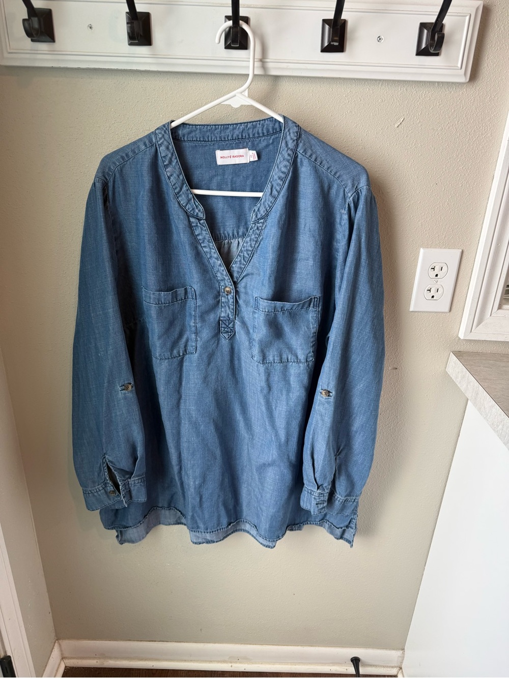 Molly & Isadora Light Denim Pullover Tunic Top - Blue